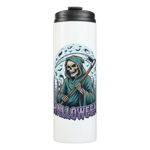 Halloween Grim Reaper Moonlight Vector Thermal Tumbler