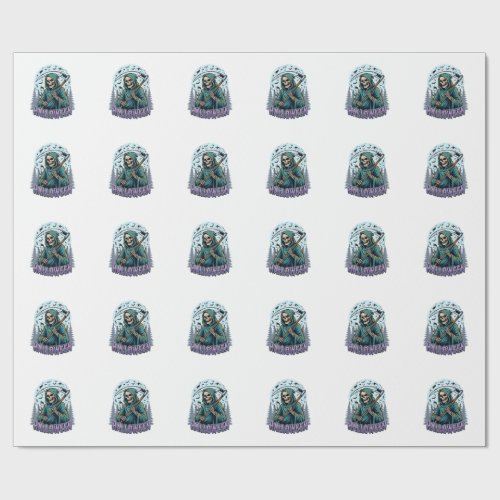 Halloween Grim Reaper Moonlight Vector Wrapping Paper