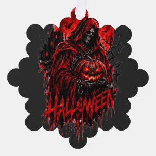 Halloween Grim Reaper Pumpkin Gothic Horror Design Ornament Card