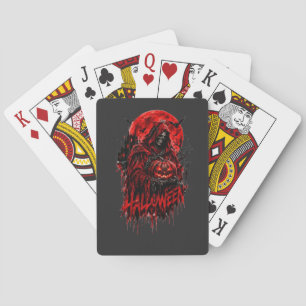 Halloween Grim Reaper Pumpkin Gothic Horror Design Poker Cards