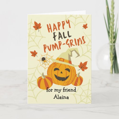 Halloween Grin for a Friend Cute Jack o Lantern Card