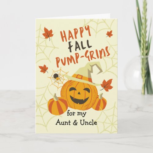Halloween Grin for Aunt and Uncle Jack o Lantern Card