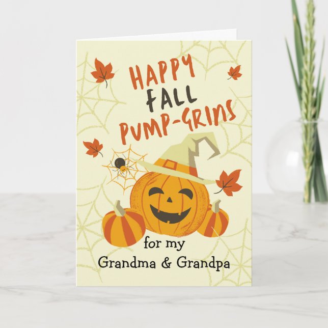 Halloween Grin for Grandparents Jack o' Lantern Card (Front)