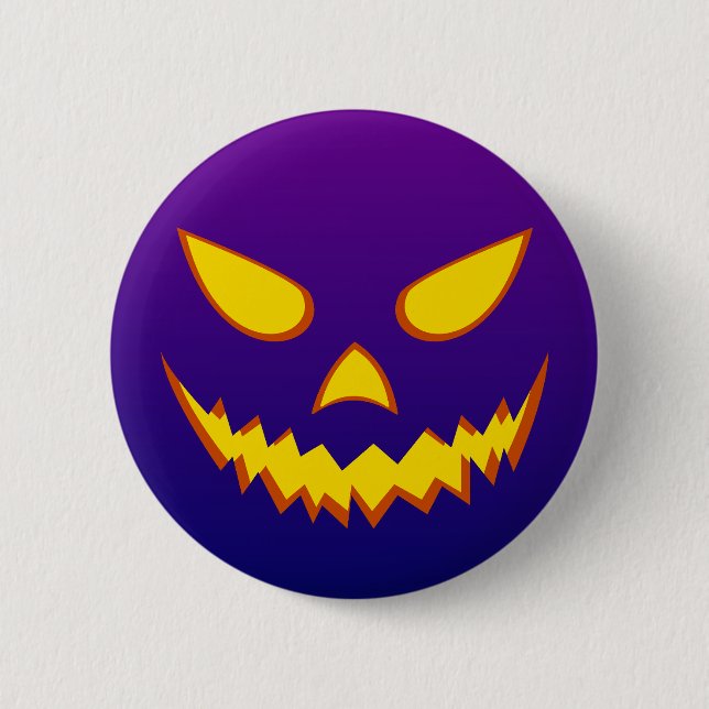 Halloween Grinning Face Jack o Lantern Pumpkin Button (Front)