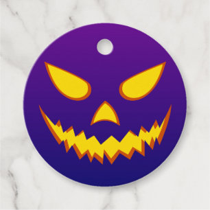 Halloween Grinning Face Jack o Lantern Pumpkin Favor Tags