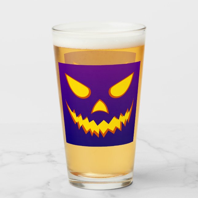 Halloween Grinning Face Jack o Lantern Pumpkin Glass (Front Filled)