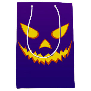 Halloween Grinning Face Jack o Lantern Pumpkin Medium Gift Bag