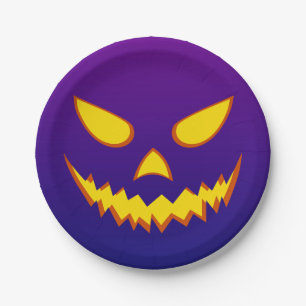 Halloween Grinning Face Jack o Lantern Pumpkin Paper Plates