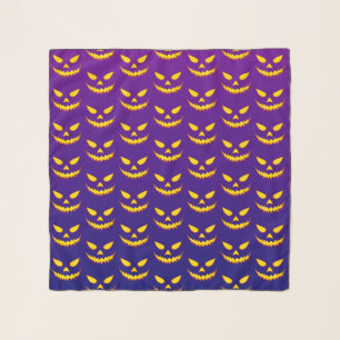 Halloween Grinning Face Jack o Lantern Pumpkin Scarf