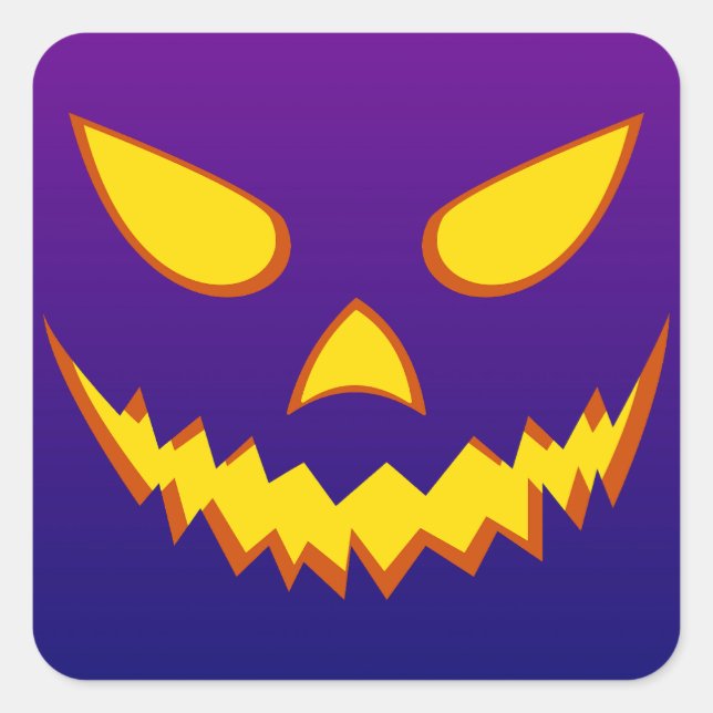Halloween Grinning Face Jack o Lantern Pumpkin Square Sticker (Front)