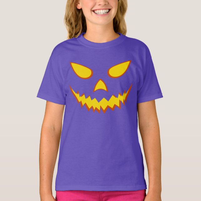 Halloween Grinning Face Jack o Lantern Pumpkin T-Shirt (Front)
