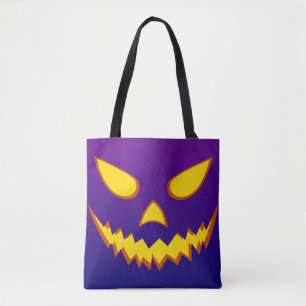 Halloween Grinning Face Jack o Lantern Pumpkin Tote Bag