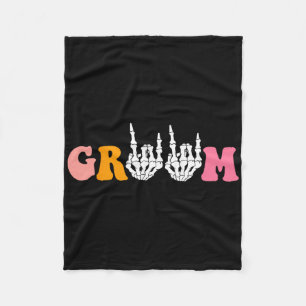 Halloween Groom Bride Skeleton Hand Wedding Bachel Fleece Blanket