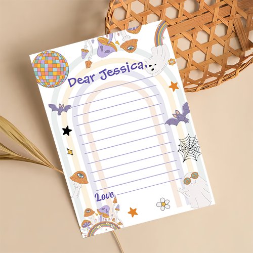 Halloween Groovy Cute Ghost Time Capsule Thank You Card