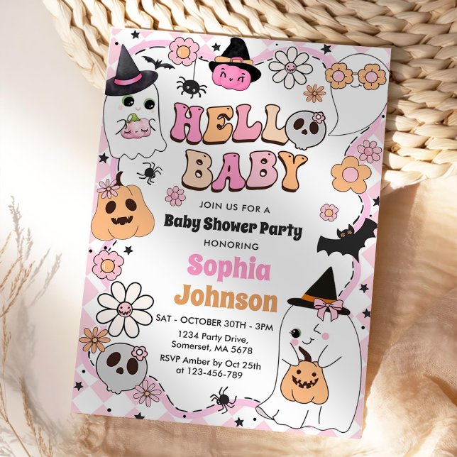 Halloween Groovy Ghost Baby Shower Invitation (Creator Uploaded)