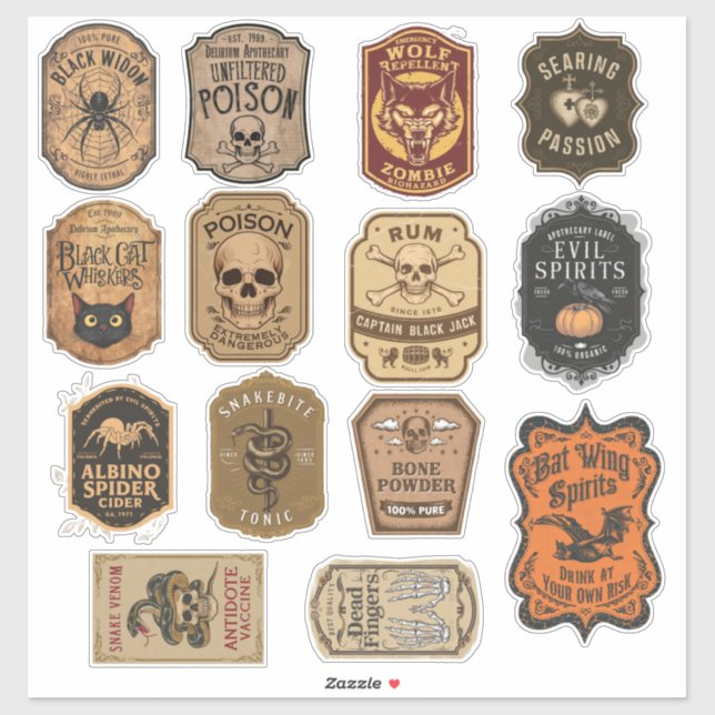 Halloween Group Of 14 Magic Potion Bottle Sticker (Sheet)