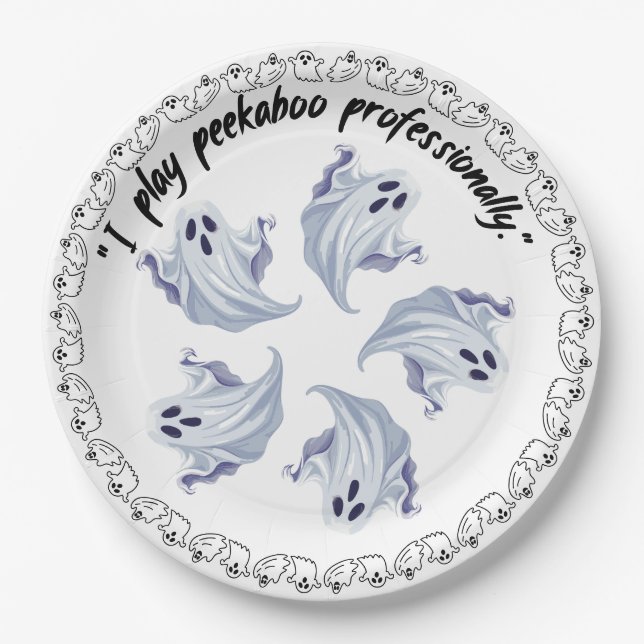 Halloween Group Of Ghosts On Paper Plates (Front)