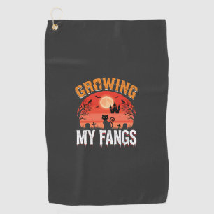 Halloween Growing My Fangs Haunted Cat Golf Towel