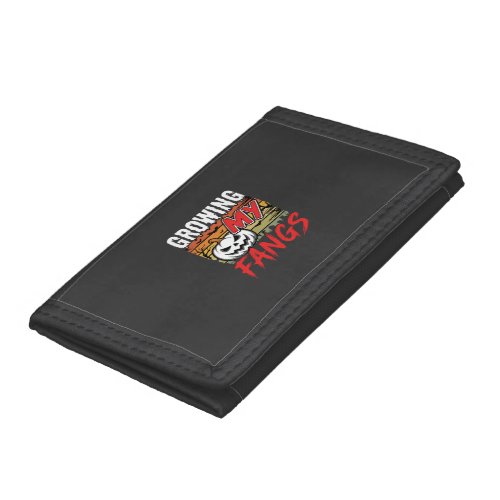 Halloween Growing My Fangs Vampire Pumpkin Trifold Wallet