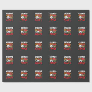 Halloween Growing My Fangs Vampire Pumpkin Wrapping Paper