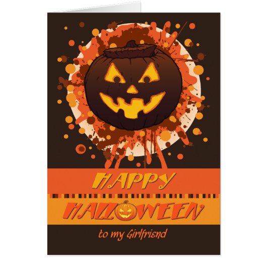 Halloween Grunge Pumpkin, for Girlfriend - Funny Cards (Front)