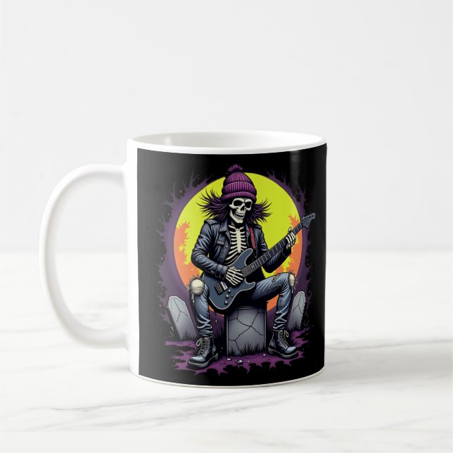 Halloween Grunge Skeleton Coffee Mug (Left)