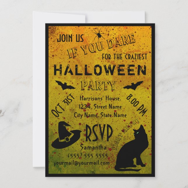 Halloween Grungy Blood Crazy Party Invitation (Front)