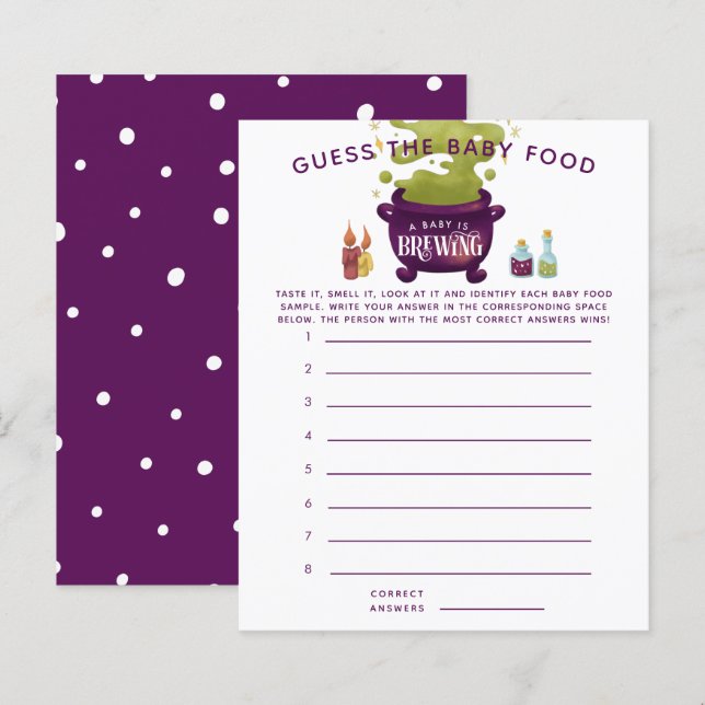 Halloween Guess The Baby Food Shower Game (Front/Back)