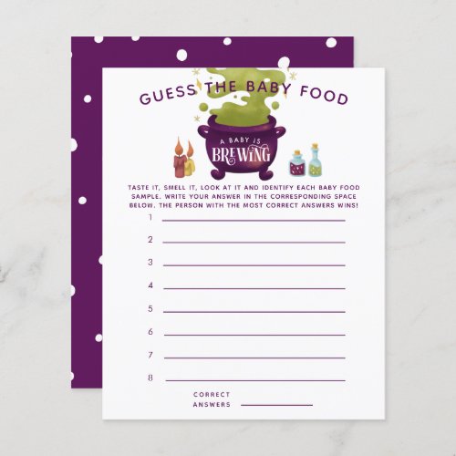 Halloween Guess The Baby Food Shower Game