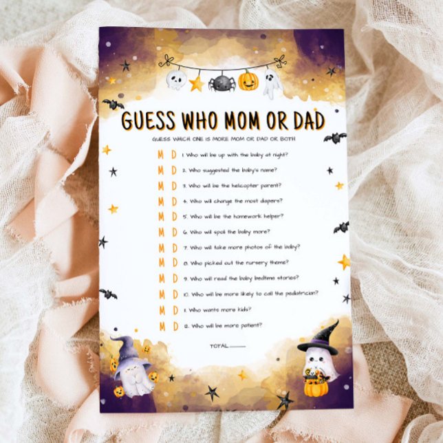 Halloween Guess Who Mom or Dad Baby Shower Game (Creator Uploaded)