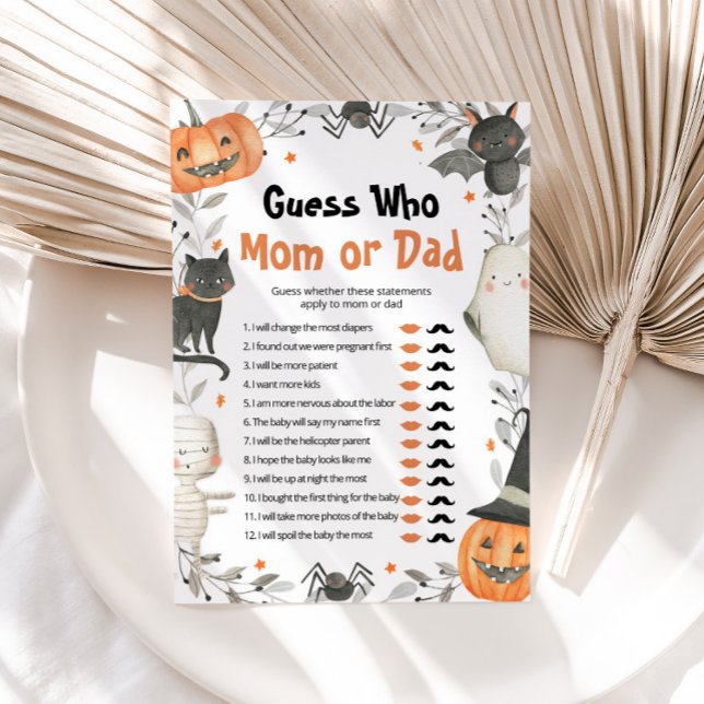 Halloween Guess Who Mom or Dad Baby Shower Game Invitation (Creator Uploaded)