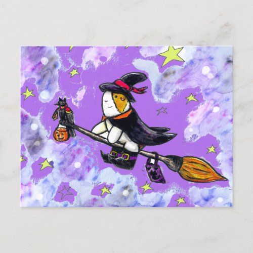 Halloween Guinea Pig Cutie the Witch Postcard