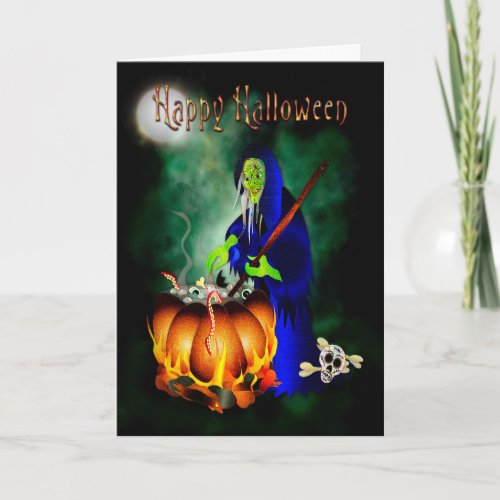 Halloween Haggard Witch Stirring the Pot  Card