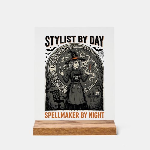 Halloween Hairstylist Witch Vintage Salon Magic De Acrylic Sign