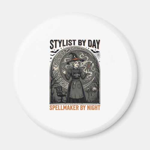 Halloween Hairstylist Witch Vintage Salon Magic De Magnet