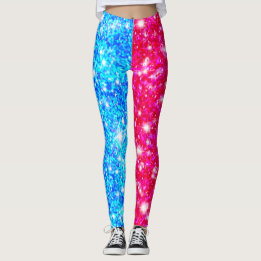 Halloween Half Red and Half Blue Sequin Leggings