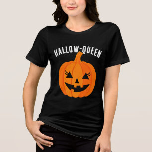 Halloween Hallow-Queen Jack-O-Lantern Custom Tri-Blend Shirt