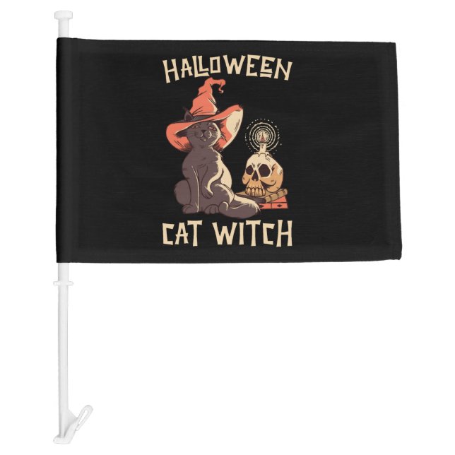 Halloween Halloween Cat Witch Car Flag (Front)