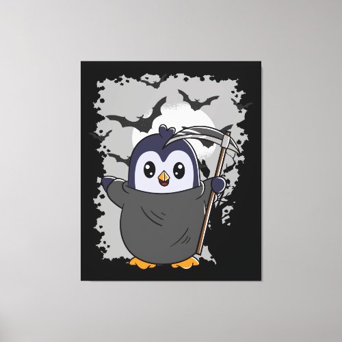 Halloween Halloween Penguin Grim Reaper Canvas Print