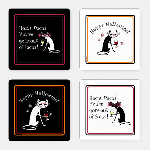 Halloween Hallowine Funny Wine Quote Coaster Set