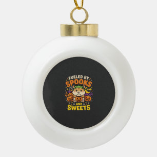 Halloween Hamster Fueled By Spooks And Sweets_1 Ceramic Ball Christmas Ornament