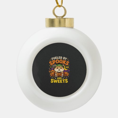 Halloween Hamster Fueled By Spooks And Sweets_1 Ceramic Ball Christmas Ornament