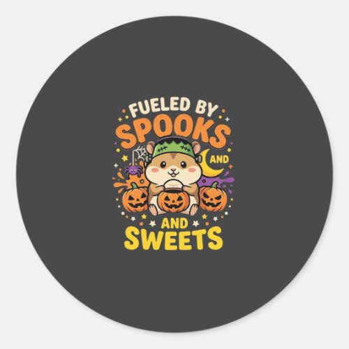 Halloween Hamster Fueled By Spooks And Sweets_1 Classic Round Sticker