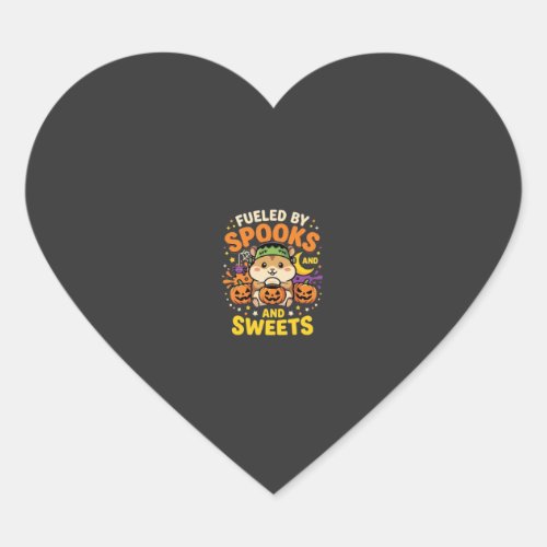 Halloween Hamster Fueled By Spooks And Sweets_1 Heart Sticker