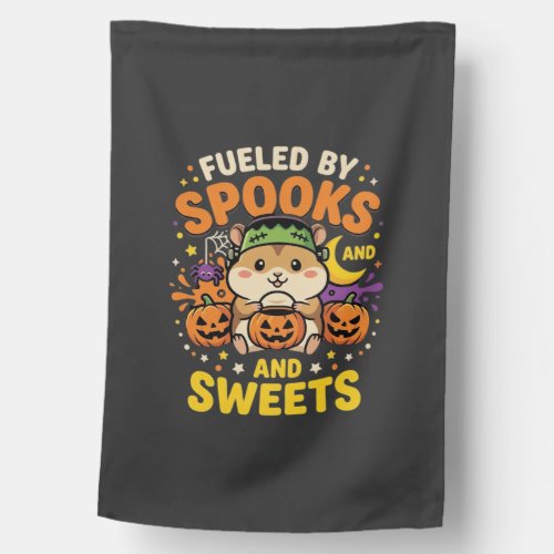 Halloween Hamster Fueled By Spooks And Sweets_1 House Flag