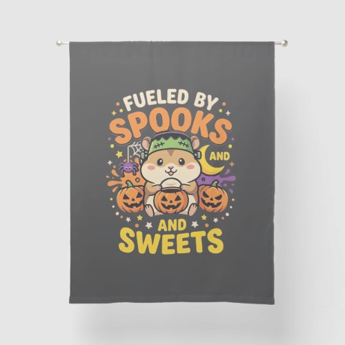 Halloween Hamster Fueled By Spooks And Sweets_1 Sheer Curtains