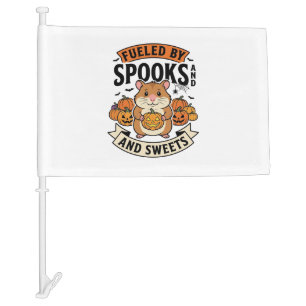 Halloween Hamster Fueled By Spooks Funny Cute_1 Car Flag