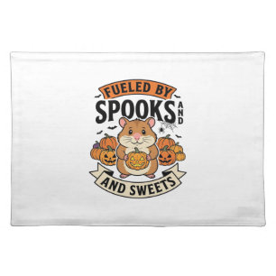 Halloween Hamster Fueled By Spooks Funny Cute_1 Cloth Placemat