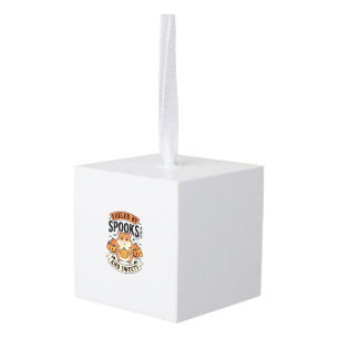 Halloween Hamster Fueled By Spooks Funny Cute_1 Cube Ornament