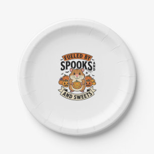 Halloween Hamster Fueled By Spooks Funny Cute_1 Paper Plates